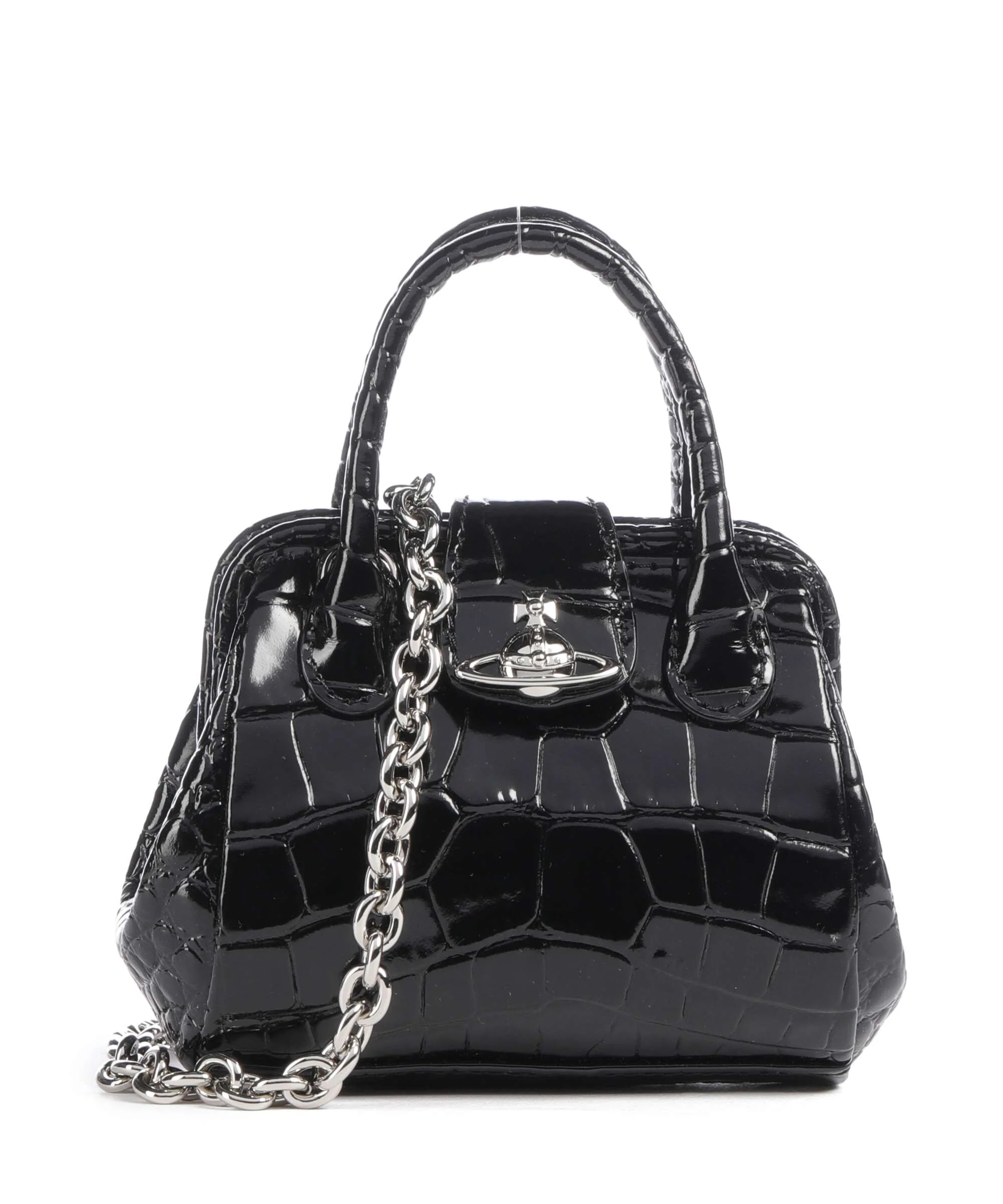 Vivienne Westwood Pamela Embossed Croc Mini Crossbody tas black